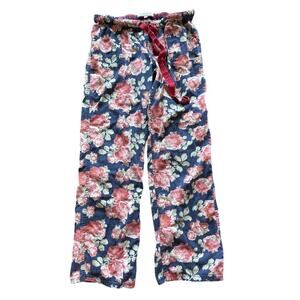 Abercrombie & Fitch Medium Floral Pajama Sleep Pants Navy Pink Cottagecore Rose